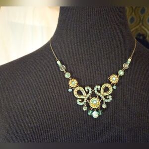 Ayala Bar Turquoise Bib Necklace – Beaded Artisan Statement – Signed